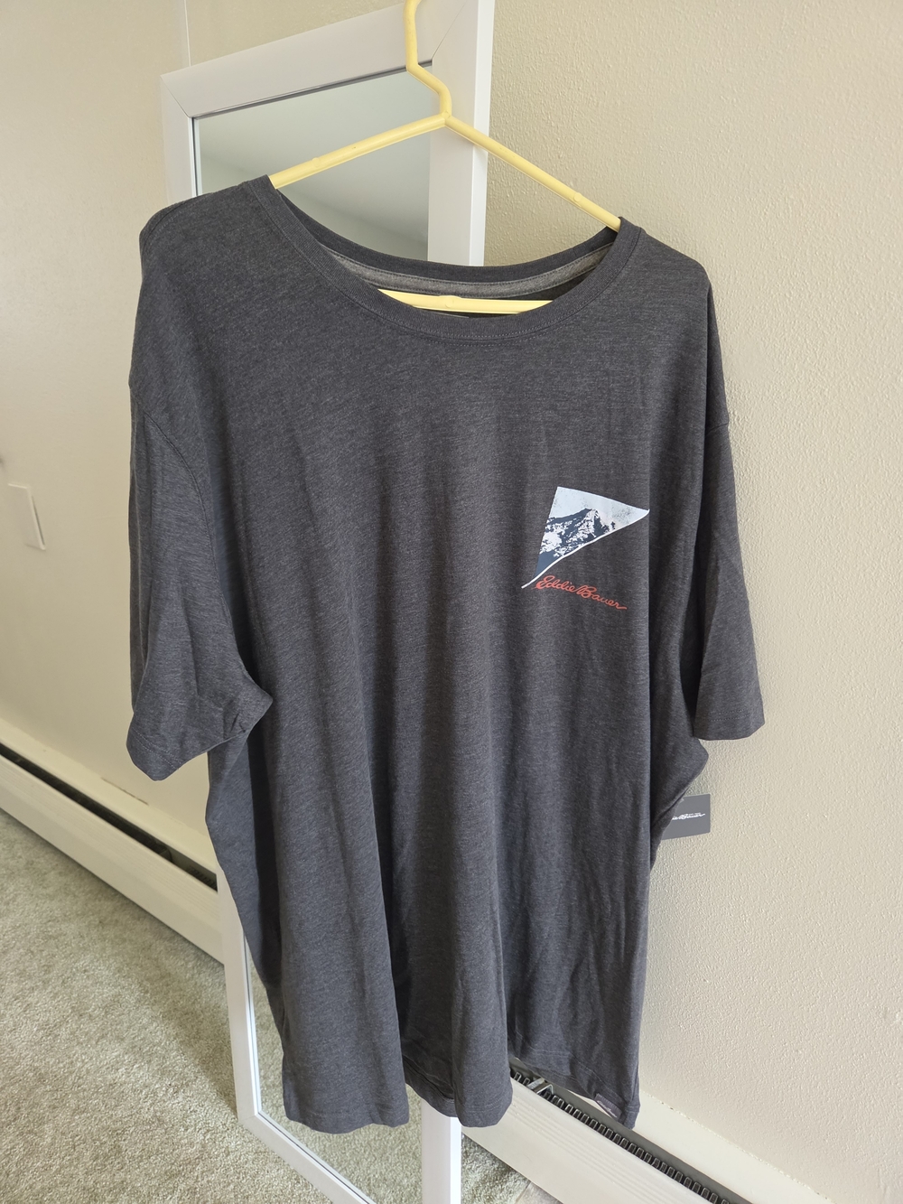 Eddie Bauer Charcoal Gray Graphic Short Sleeve Tee with Mountain Logo